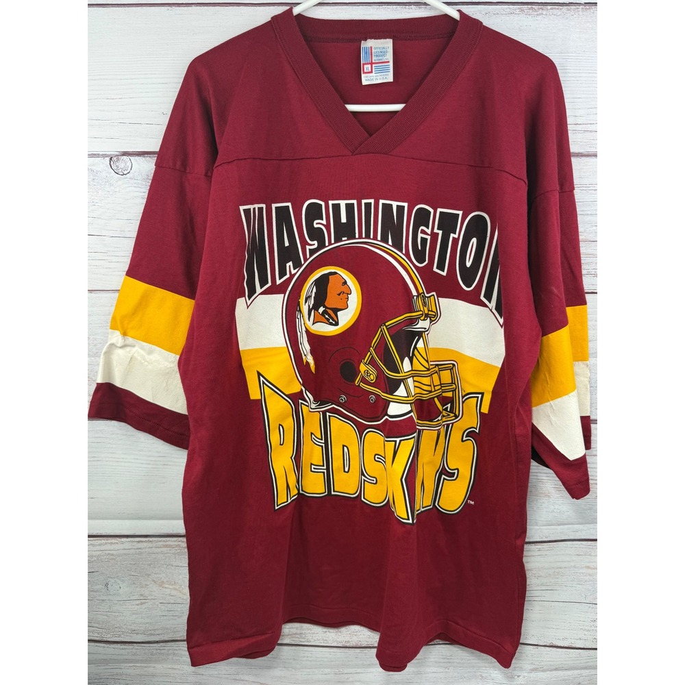 Vintage Washington Garan Jersey T-Shirt XL‎ Burgundy Made in USA 80s NFL